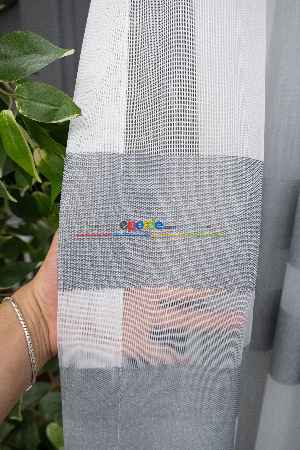 Hazır Ölçülü Gri Bantlı - Tasarım Bambu Modern Tül Perde - Yüksek Kalite - Kurşunlu