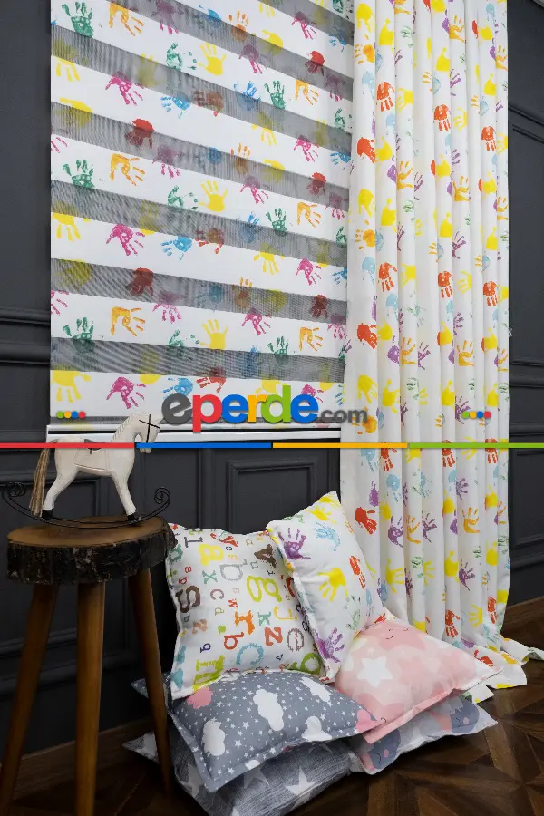 Trend Bebek - Çocuk - Genç Odası Zebra Perde Modelleri 2021- Yeşil-Sarı-Mor-Menekşe Kırmızı-Hardal