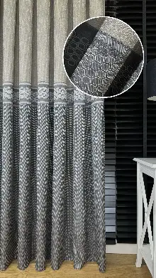 Bej Gri Jakar Dokuma Pano Fon Perde