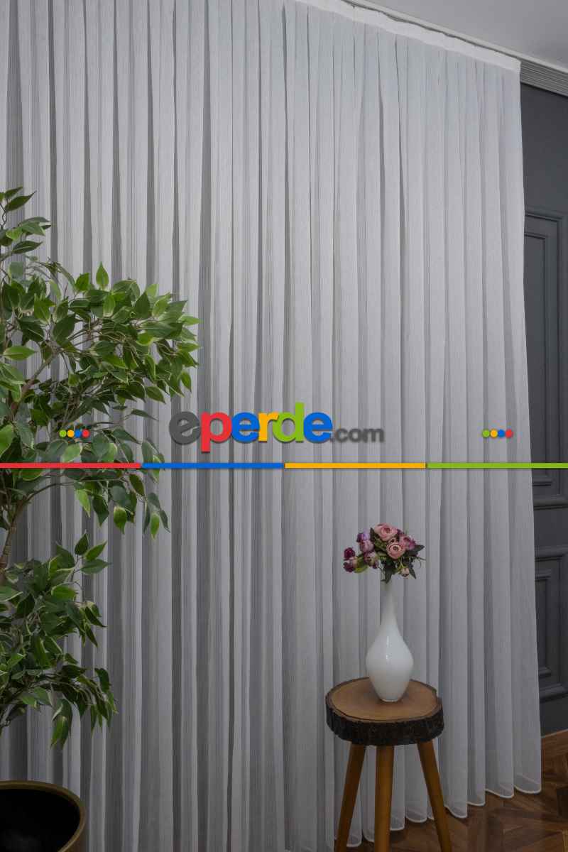 Brillant Mat Çizgili Tül Keten Görünümlü - Yüksek Kalite