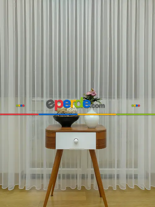 Dönergücü - Pırıltı Mat Zemin Tül Perde Ekru Renk Kırık Beyaz 1.kalite- Ekru