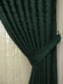 Koyu Yeşil Duz Jakar Fon Perde (180)- Yeşil Koyu Yeşil