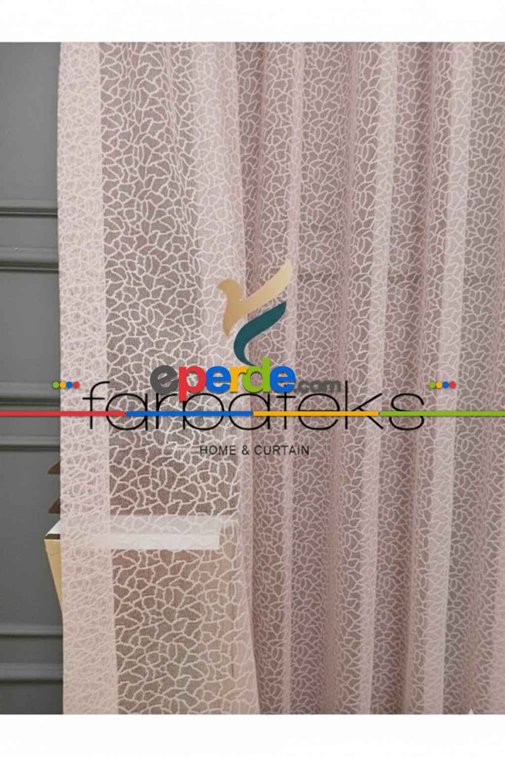 Pudra Pembe Leopar Desen Desen Modern Tül Perde