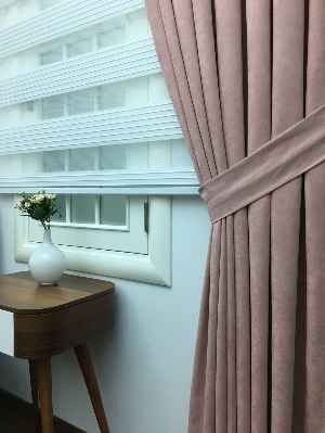 Pudra Pembe Düz Fon Perde (280 Eninde)- Pembe Pudra Pembe