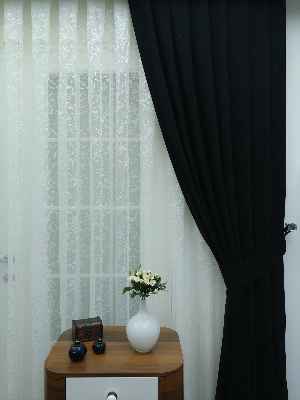 Siyah - Düz Fon Perde ( 180 Eninde )- Siyah