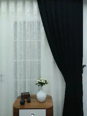 Siyah - Düz Fon Perde ( 180 Eninde )- Siyah