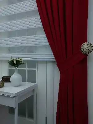 Kırmızı Düz Fon Perde (280 Eninde)- Kırmızı