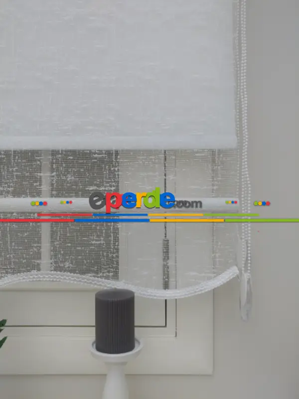 Çiftli Sistem Tül Ve Stor Perde Bdz ( 819 )- Beyaz