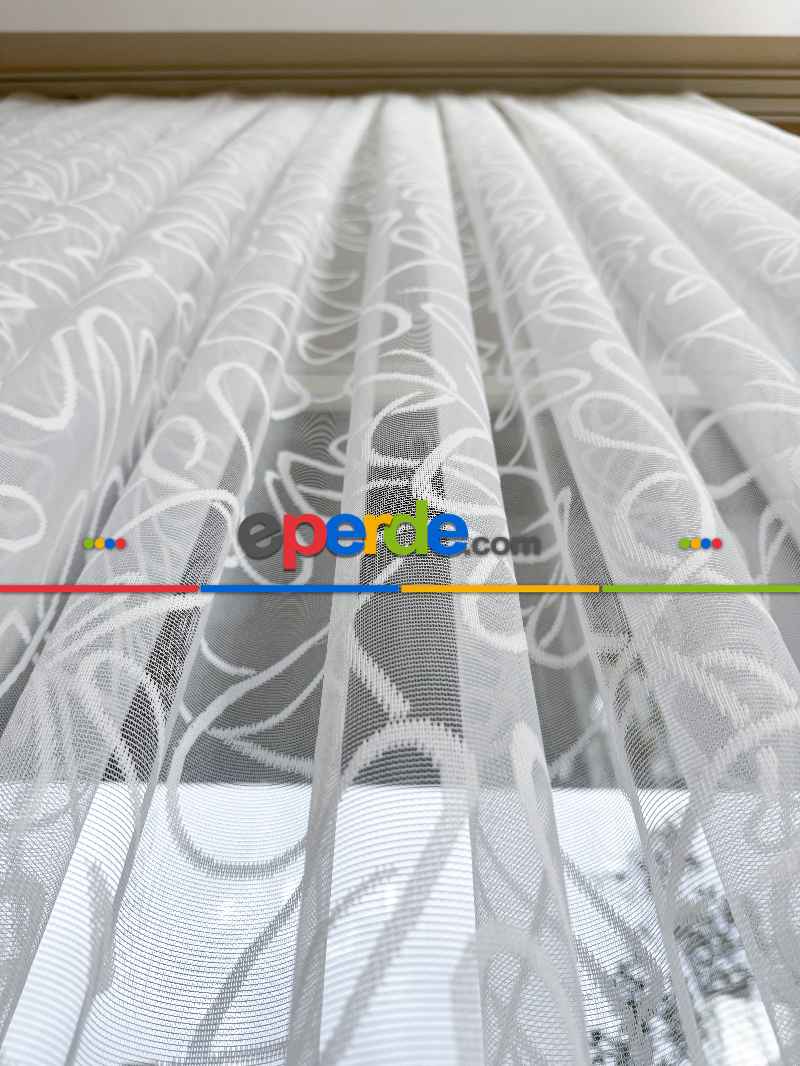 Desenli Fransız Dantel Örme Tül Perde, Desenli Ütü İstemeyen Tül