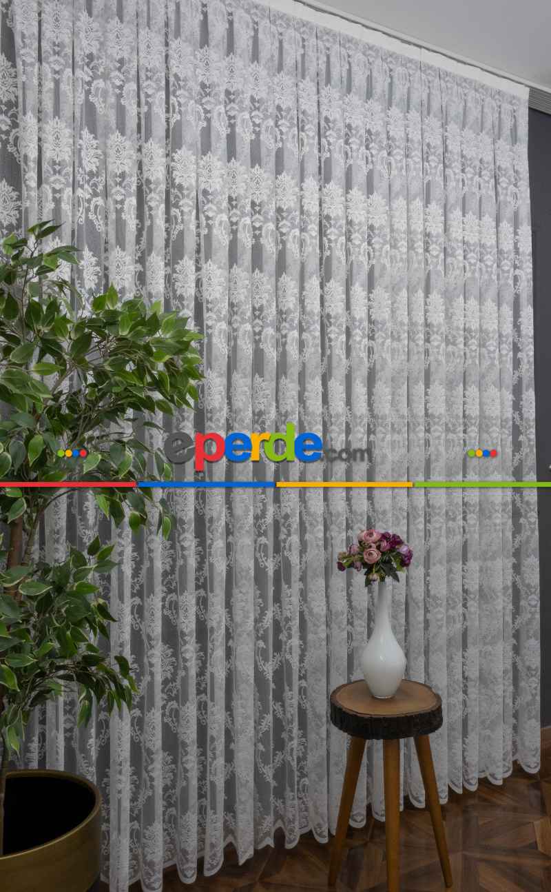 Damask Desen Örme Tül