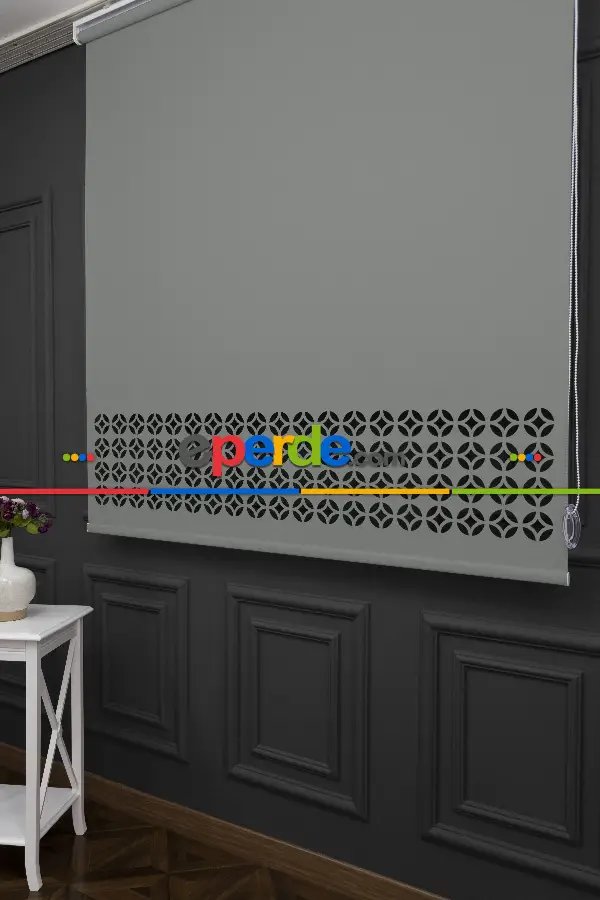 Salon Stor - Açık Gri Renk Lazer Kesim Mat Stor Perde (ister Düz - İster Lazer Kesimli Satın Alın)