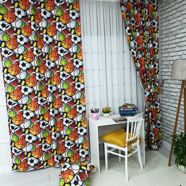 Çocuk Odası Fon Perde Evm390 _c - Kumaşı Kalındır Duck Bezi Değildir.- Beyaz-Turuncu-Kahve-Çok Renkli