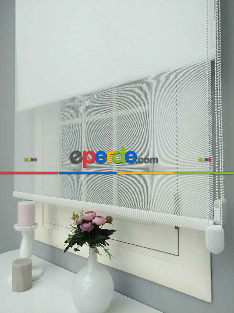 Çiftli Sistem Tül Stor- Beyaz