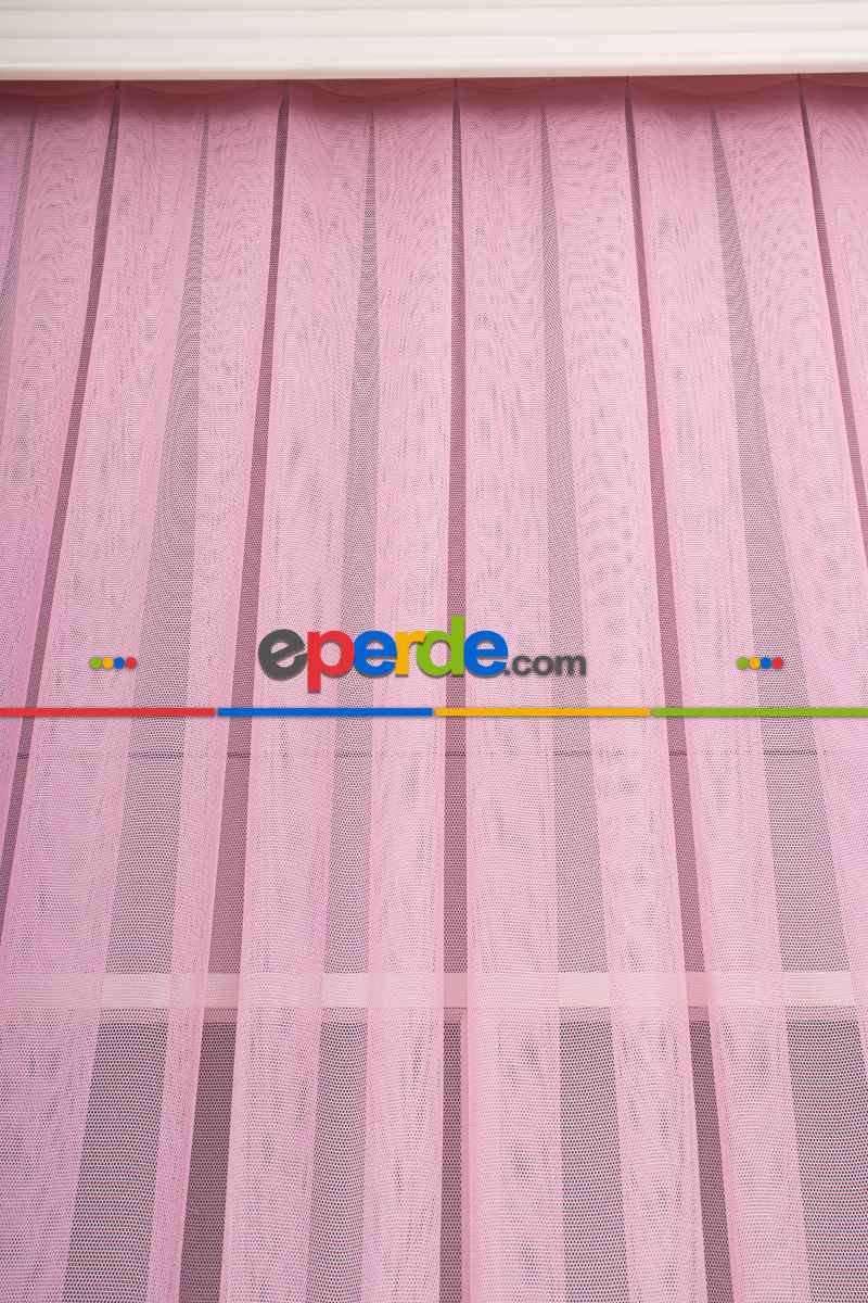 Şeker Pembe Grek Tül Perde Petek Zemin