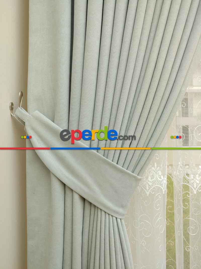 Salon Açık Gri - Düz Fon Perde (  Dökümlü Fon Perde)- Gri Açık