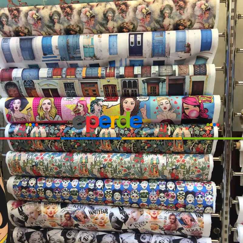 Mutfak Perdesi Kanat Fon Perde Cupcake Desenli- Mavi