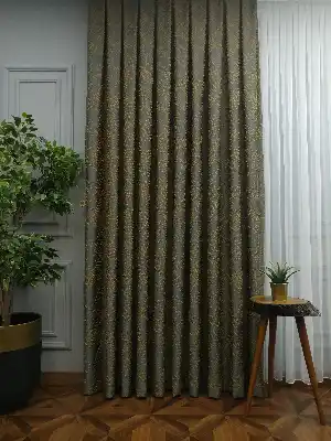 Salon Perdesi - 2021 Sezonu - Jakar Desenli Fon Perde- Füme