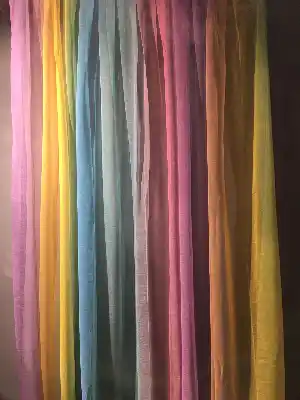 Çocuk Odası - Rainbow Gökkuşağı Desen Geçişli Keten Görünümlü Tül Perde