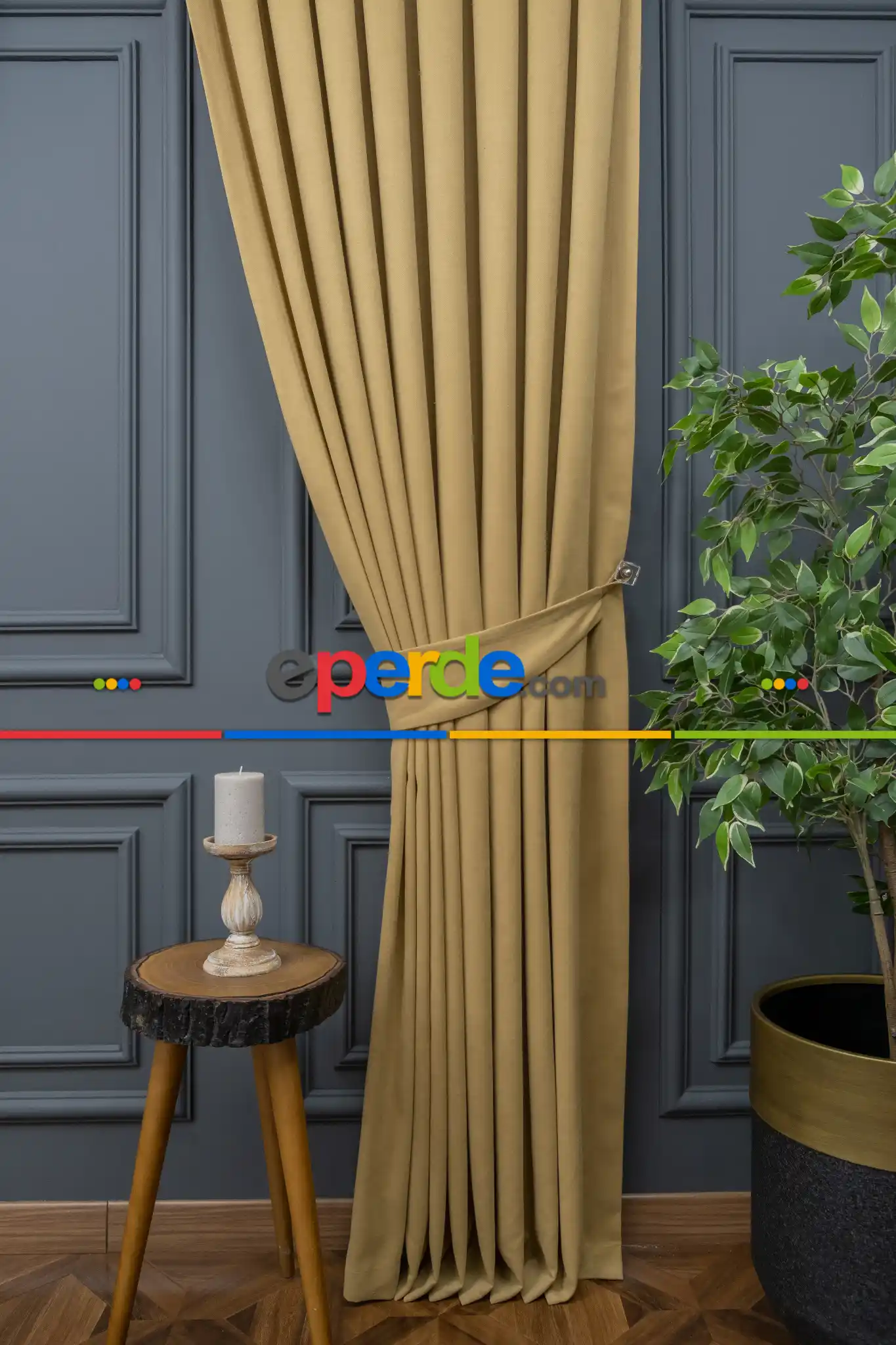 Bej Rengi Düz Fon Perde En Dökümlü Fon Perde 12490