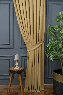 Bej Rengi Düz Fon Perde En Dökümlü Fon Perde 12490