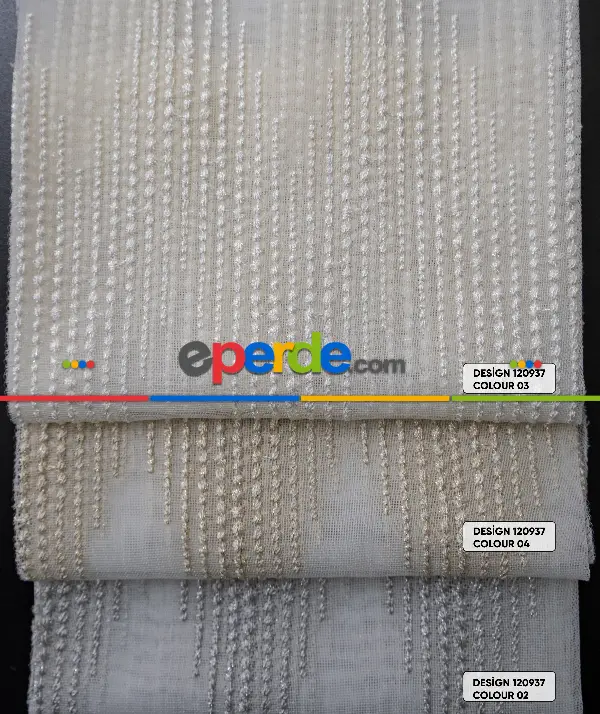 Salon Tül - Etek Ve Ara Desenli Modern Tül Perde