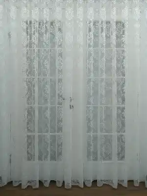 Krem Damask Desenli Fransız Danteli Tül Perde (geniş En 280cm)- Krem