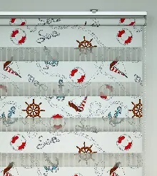 Deniz Feneri Baskılı Zebra Perde- Gri-füme-antrasit-kırmızı-beyaz-kahve