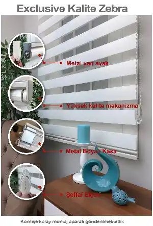 Yüksek Kalite Düz Zebra Perde - Ekru Renk- Ekru