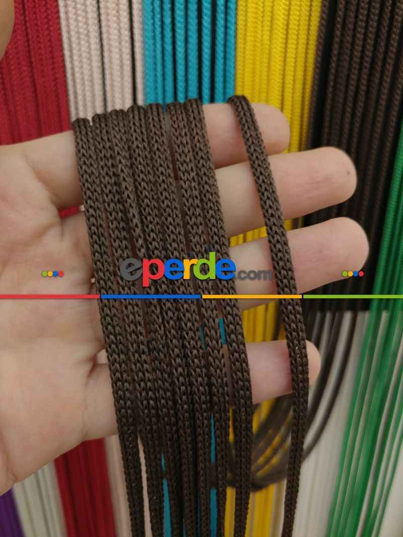 Kahve Rengi İp Perde Jumbo Zincir Serisi- Kahve