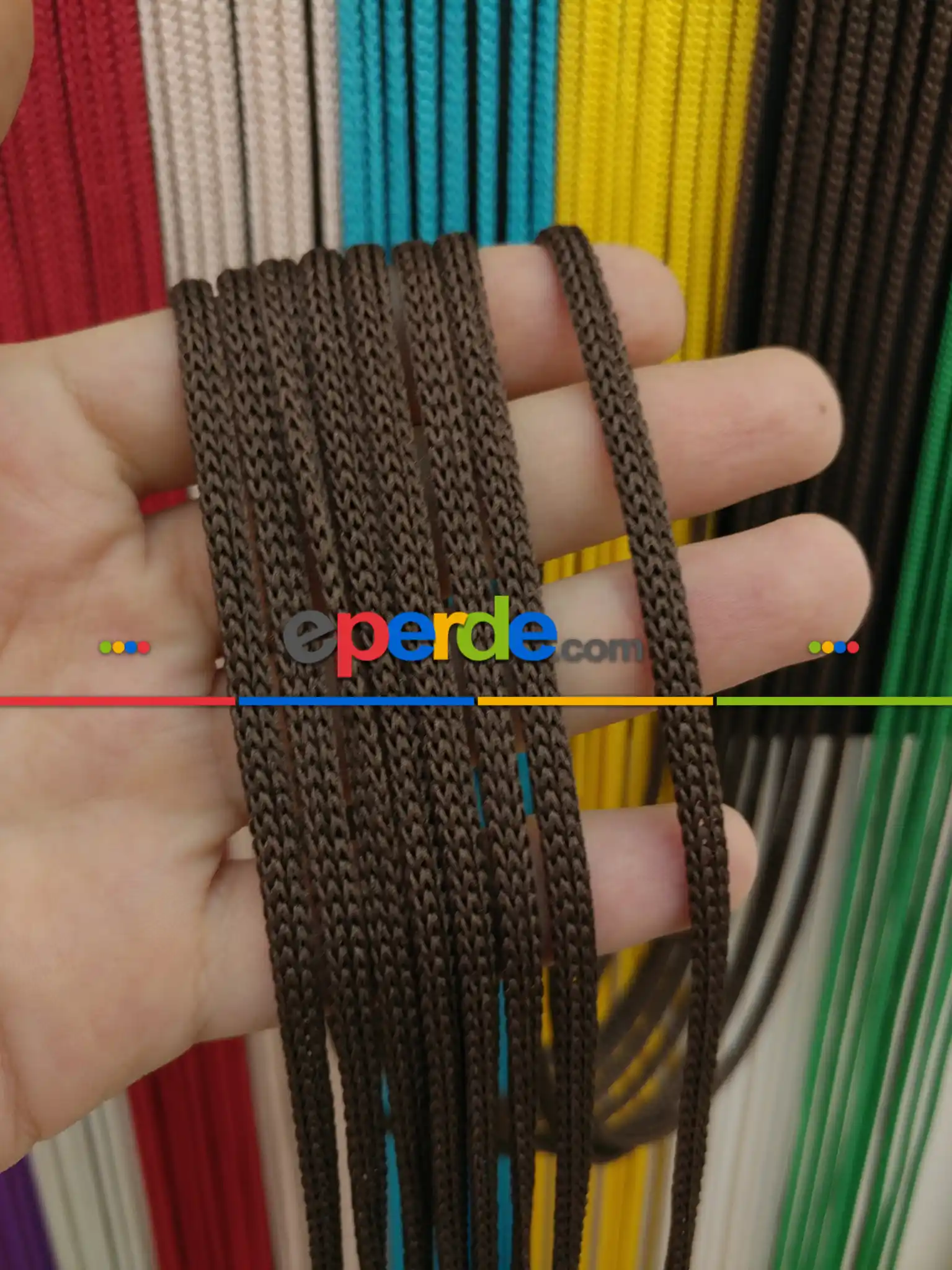 Kahve Rengi İp Perde Jumbo Zincir Serisi- Kahve