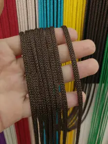 Mutfak İp Perde - Kahve Rengi İp Perde Jumbo Zincir Serisi- Kahve