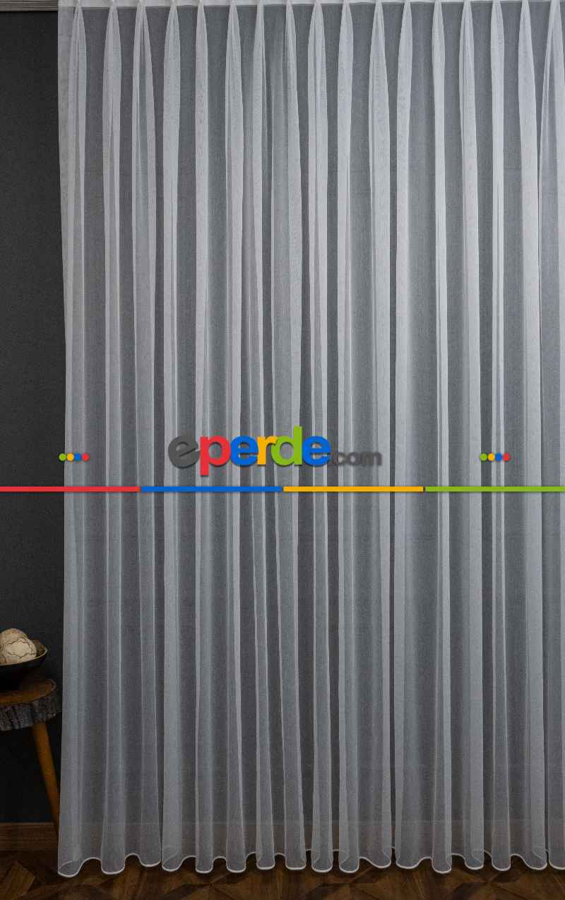 Salon Tül - Hafif Düz Keten Tül Çok Dökümlüdür - İtinalı Dikiş - Amerikan Pile - Kurşunlu Tül