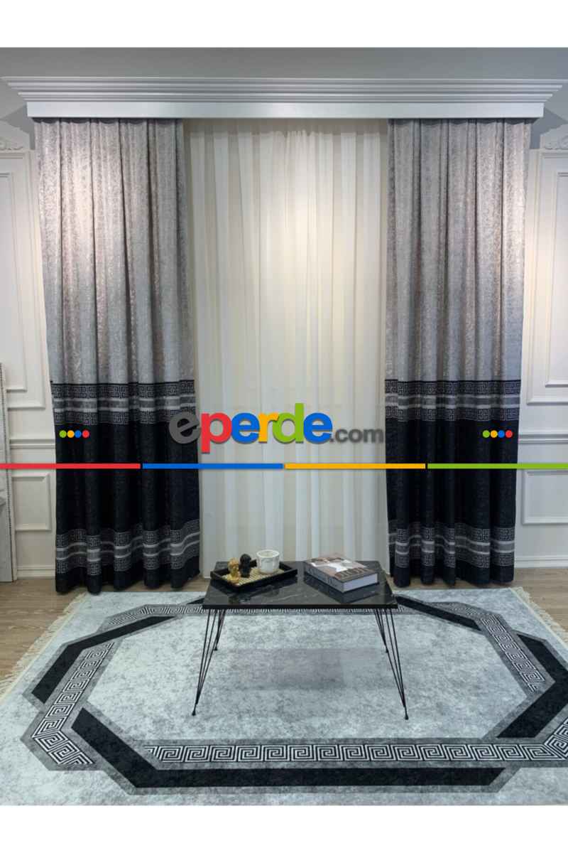 Brillant Fon Perde Sellect Moda Yeni Tasarım Siyah Renk Fon Perde