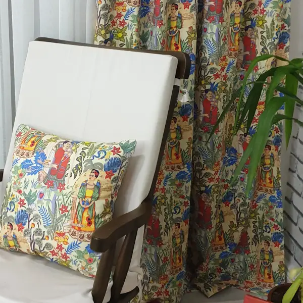 Popart Desenli Fon Perde Evmpopart5 Kumaşı Kalındır Duck Bezi Değildir- Çok Renkli 3