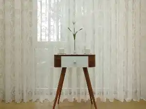 Damask Çiçek Desenli Özel Örme Dokulu Tül Perde- Ekru