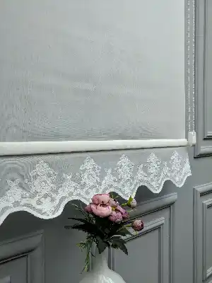 Mutfak Stor Perde - İşlemeli- Ekru