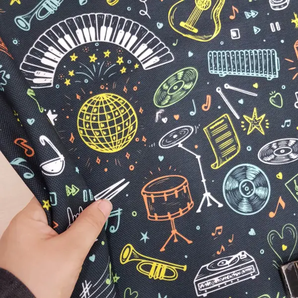 Müzikal Desenli Fon Perde Evm1105 Kumaşı Kalındır Duck Bezi Değildir-  Çok Renkli 2