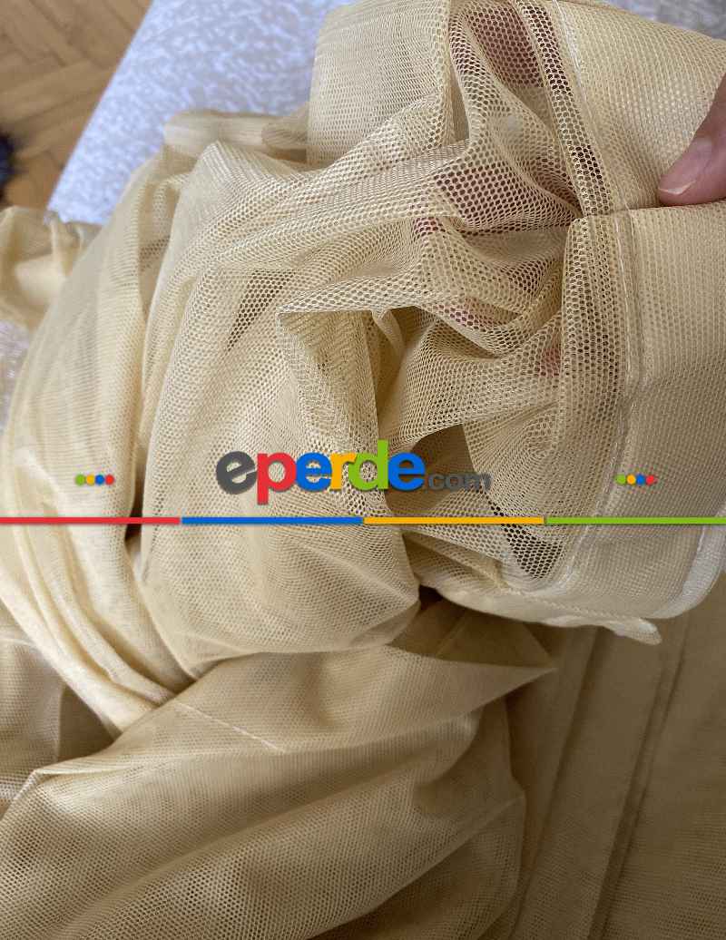 Mutfak - Bej Grek Tül Perde, 1. Kalite, Ütü İstemez