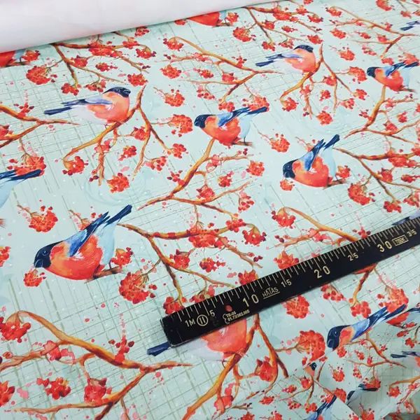 Mutfak Perdesi Kanat Fon Perde Kuş Desenli- Beyaz