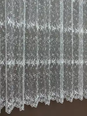 Brode İşlemeli Nakışlı Tül Perde- Ekru