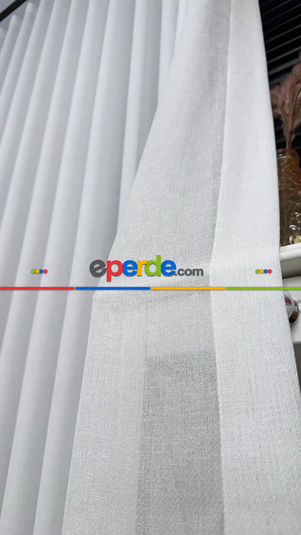 Ekru Düz Tül Perde, Ağır Gramajlı Premium Seri, Eteği Kurşunlu