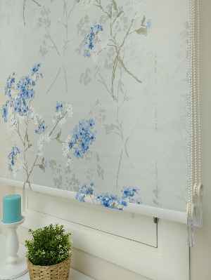 Fantazi Stor Perde Özel Yakma Serisi- Mavi-ekru