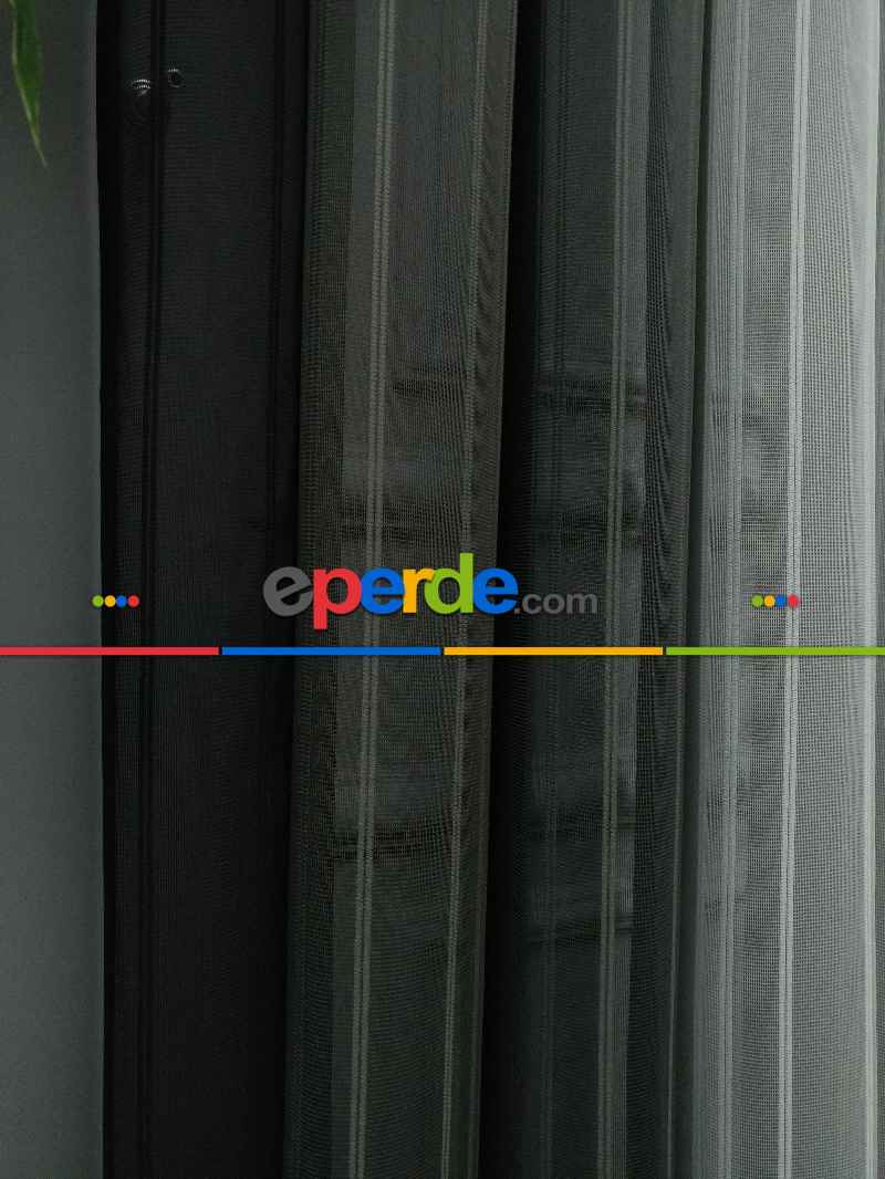 Yatak Odası - Lens Akıllı Dikey Tül Perde 111- Siyah-beyaz-gümüş-antrasit