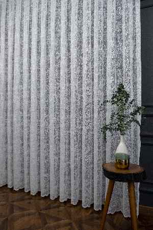 Taç Hasır Yeni Moda Tasarım Desen Beyaz Renk Tül Perde
