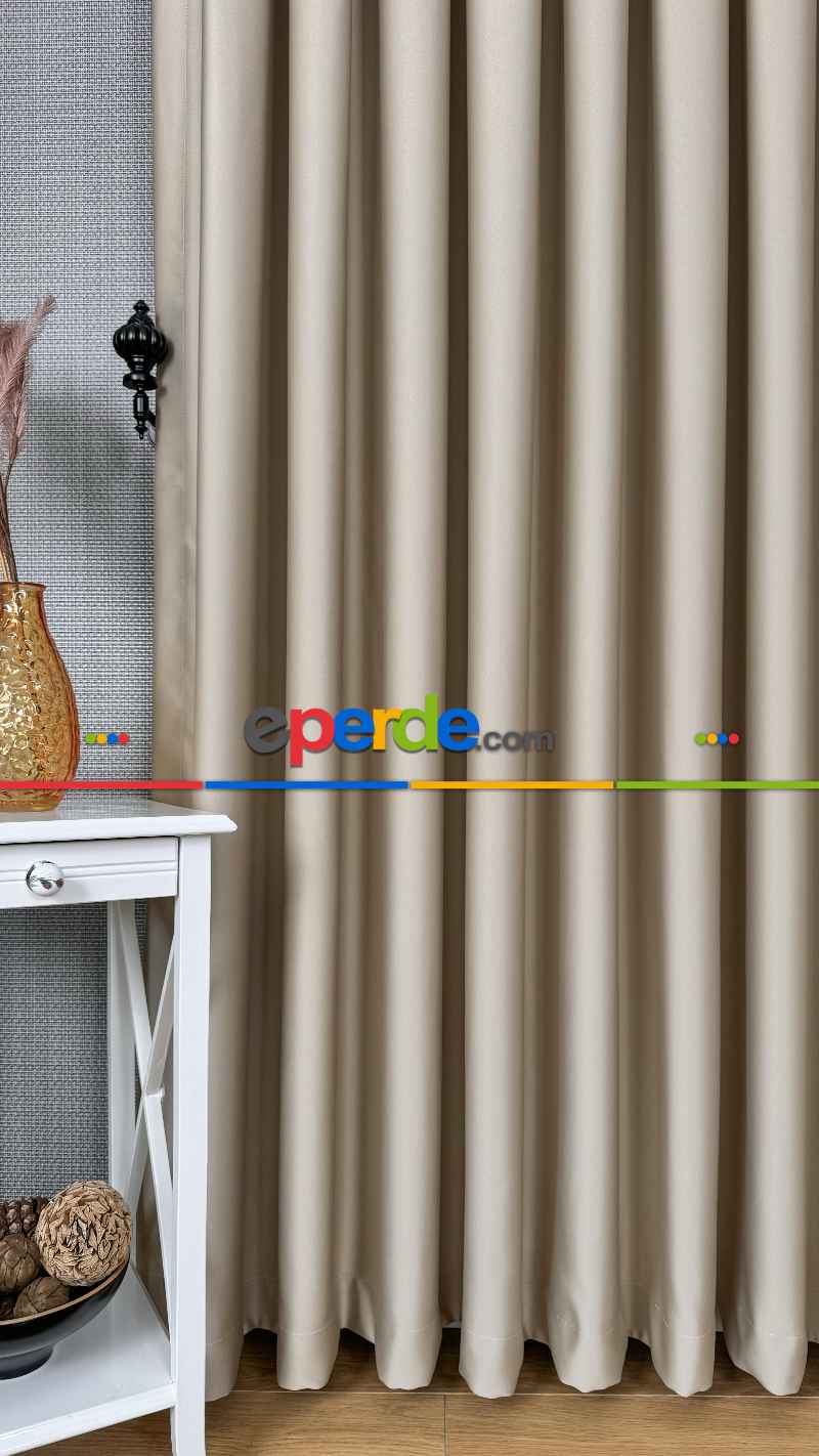 Koyu Krem Blackout - Karartma Fon Perde, Premium Kalite Serisidir, %90 Oranında Işığı Keser