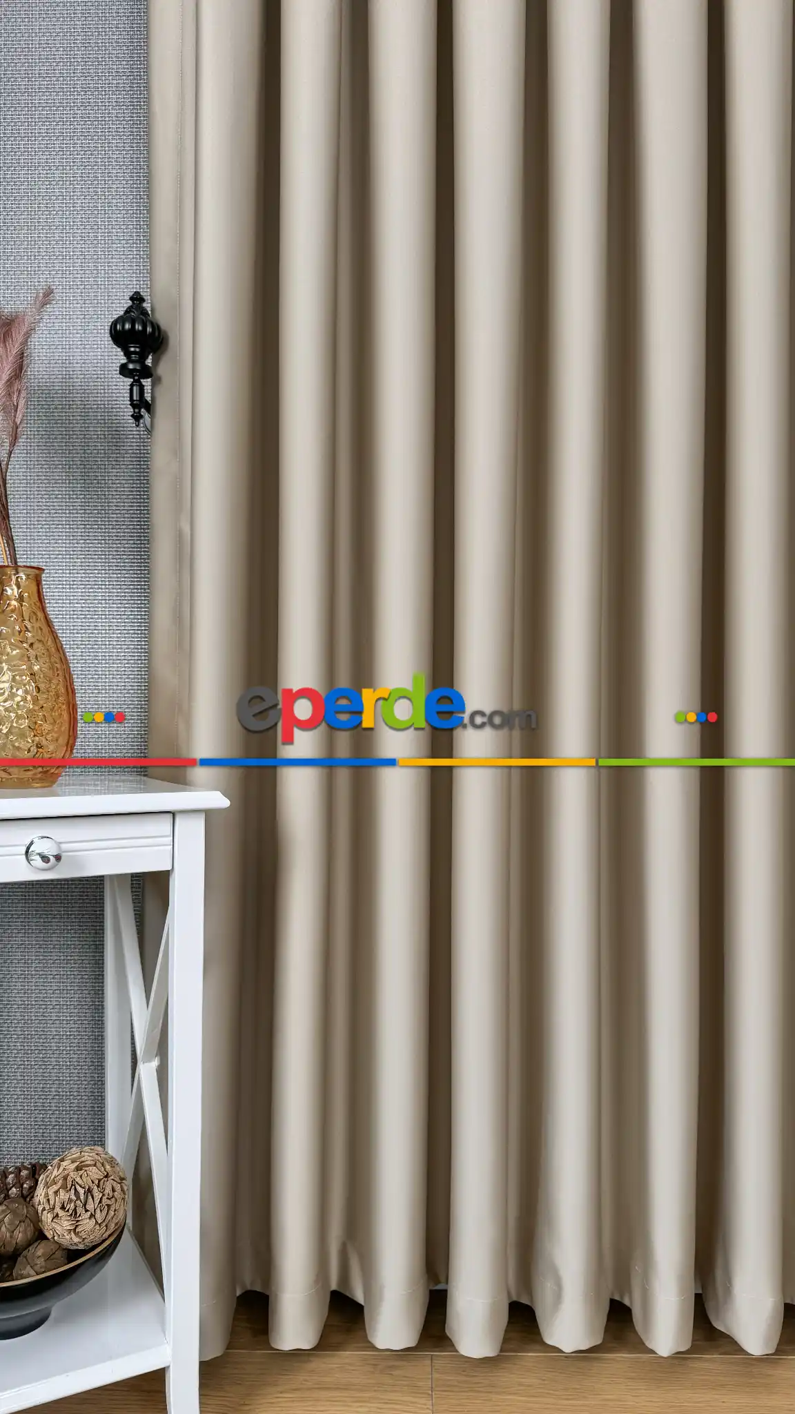 Koyu Krem Blackout - Karartma Fon Perde, Premium Kalite Serisidir, %90 Oranında Işığı Keser