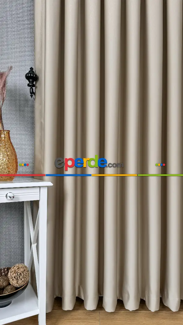 Yatak Odası - Koyu Krem Blackout - Karartma Fon Perde, Premium Kalite Serisidir, � Oranında Işığı Keser