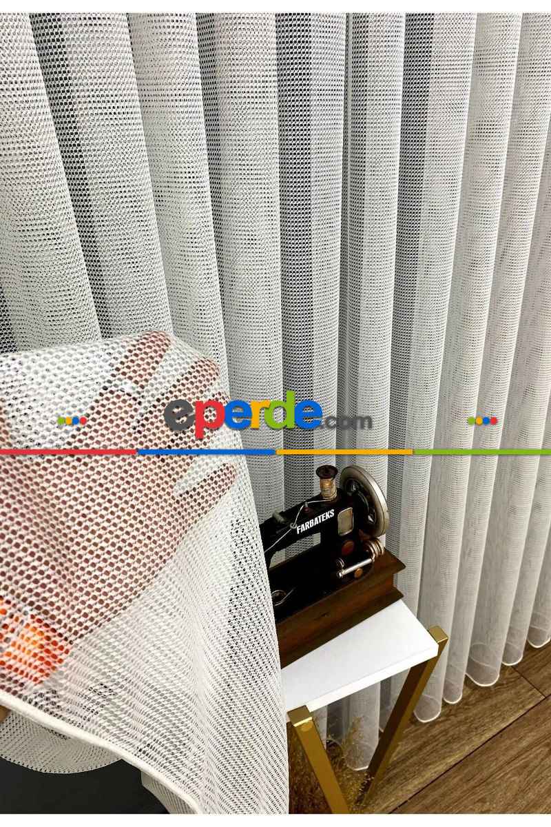 Yatak Odası Tül - Beyaz Renk Fileli Tül Perde Ofis Büro Mutfak Tül Perde
