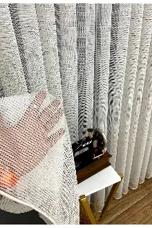 Beyaz Renk Fileli Tül Perde Ofis Büro Mutfak Tül Perde