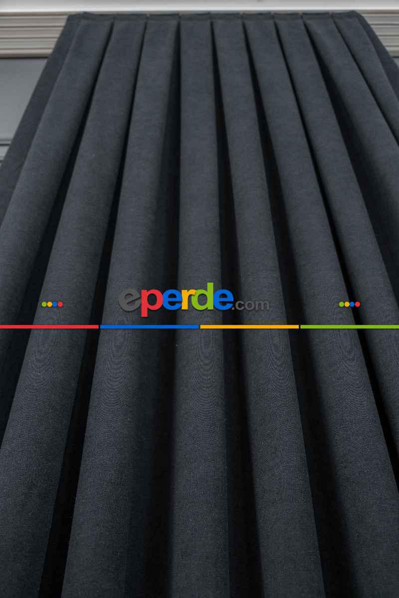 Siyah Düz Fon Perde Dökümlü Fon Perde